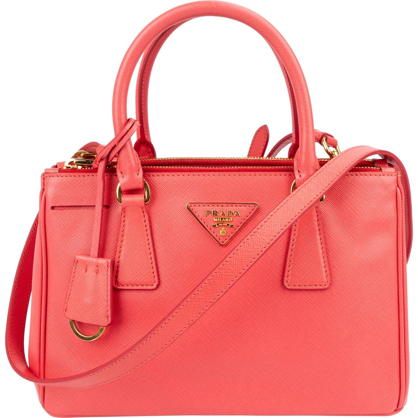 Prada Pink Saffiano Leather Small Galleria Handbag