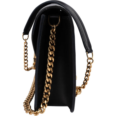 Celine Black Calfskin Wallet On Chain Triomphe Crossbody Bag