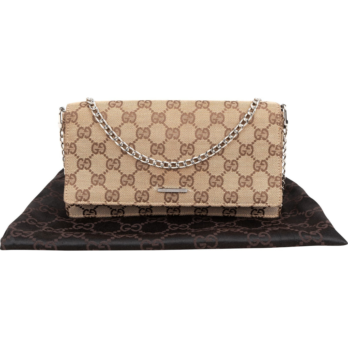 Gucci Monogram GG Canvas Small Pochette Accessoires Chain Crossbody Bag