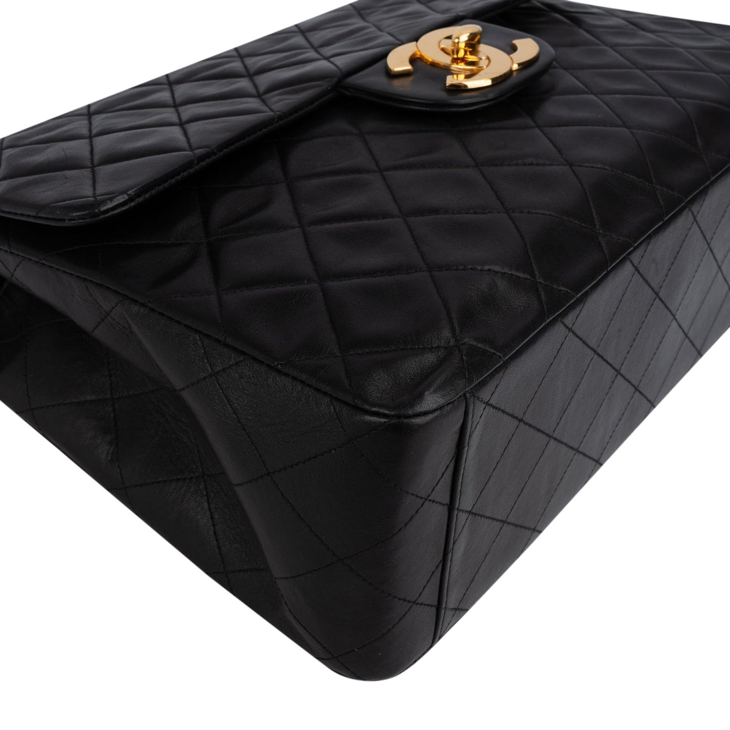 Chanel Quilted Lambskin 24K Gold Maxi Single Flap Crossbody Bag