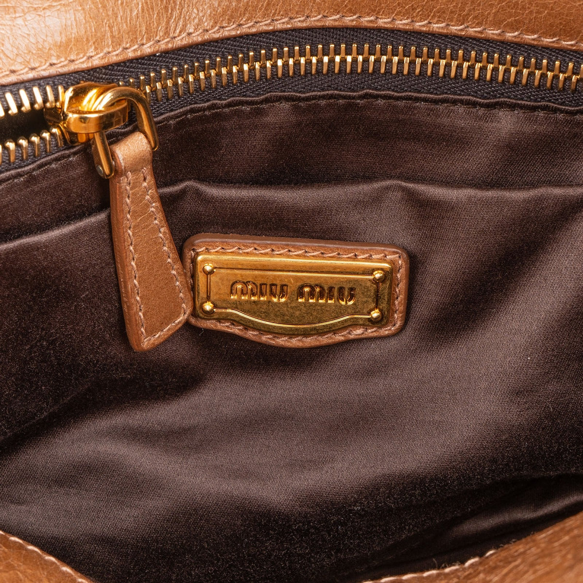 Miu Miu Brown Leather Vitello Lux Bow Shoulder Bag
