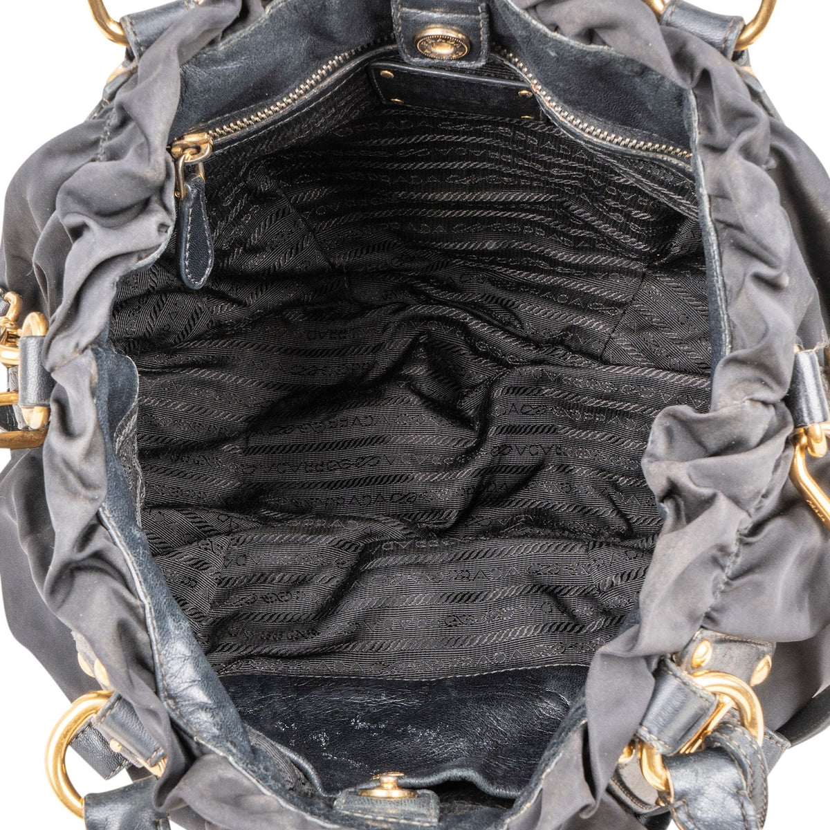 Prada Black Nylon Logo Handbag