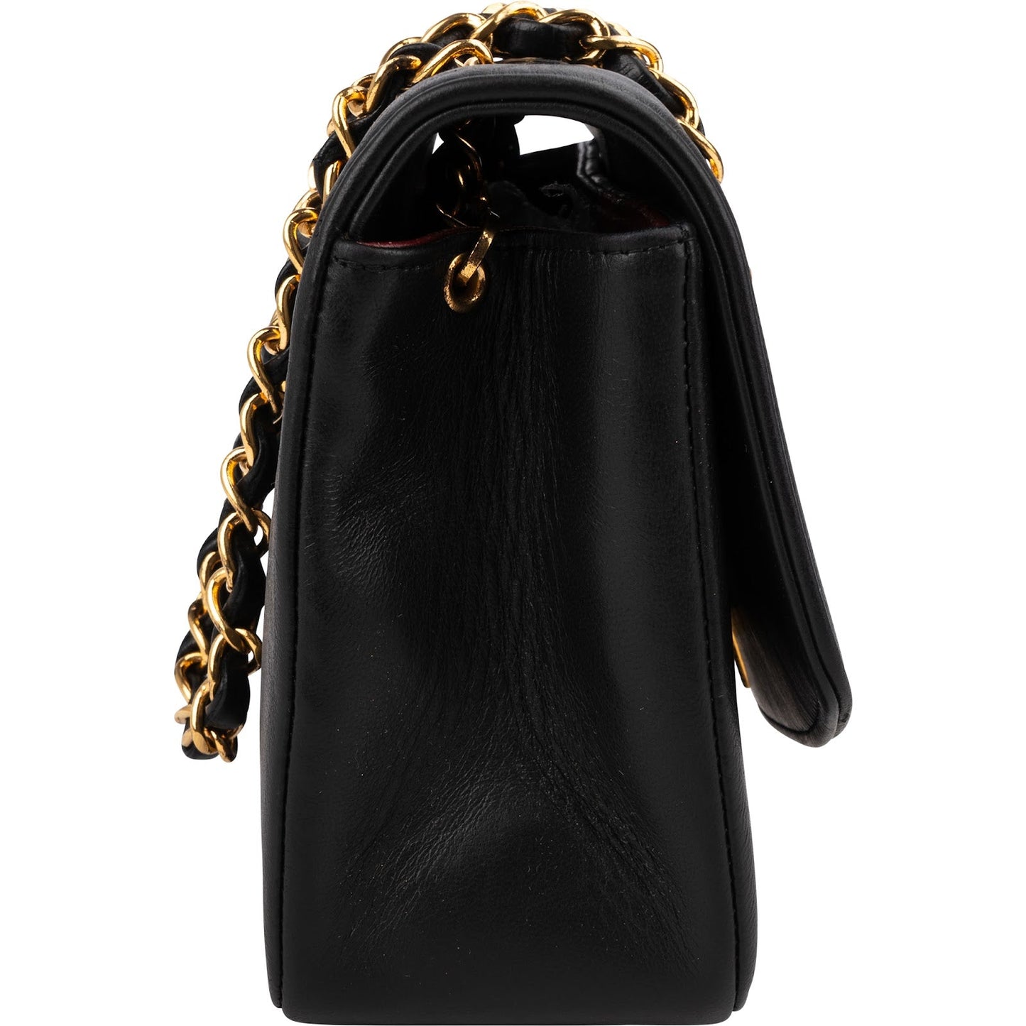 Chanel Quilted Lambskin Diana 24K Gold Single Flap Crossbody Bag
