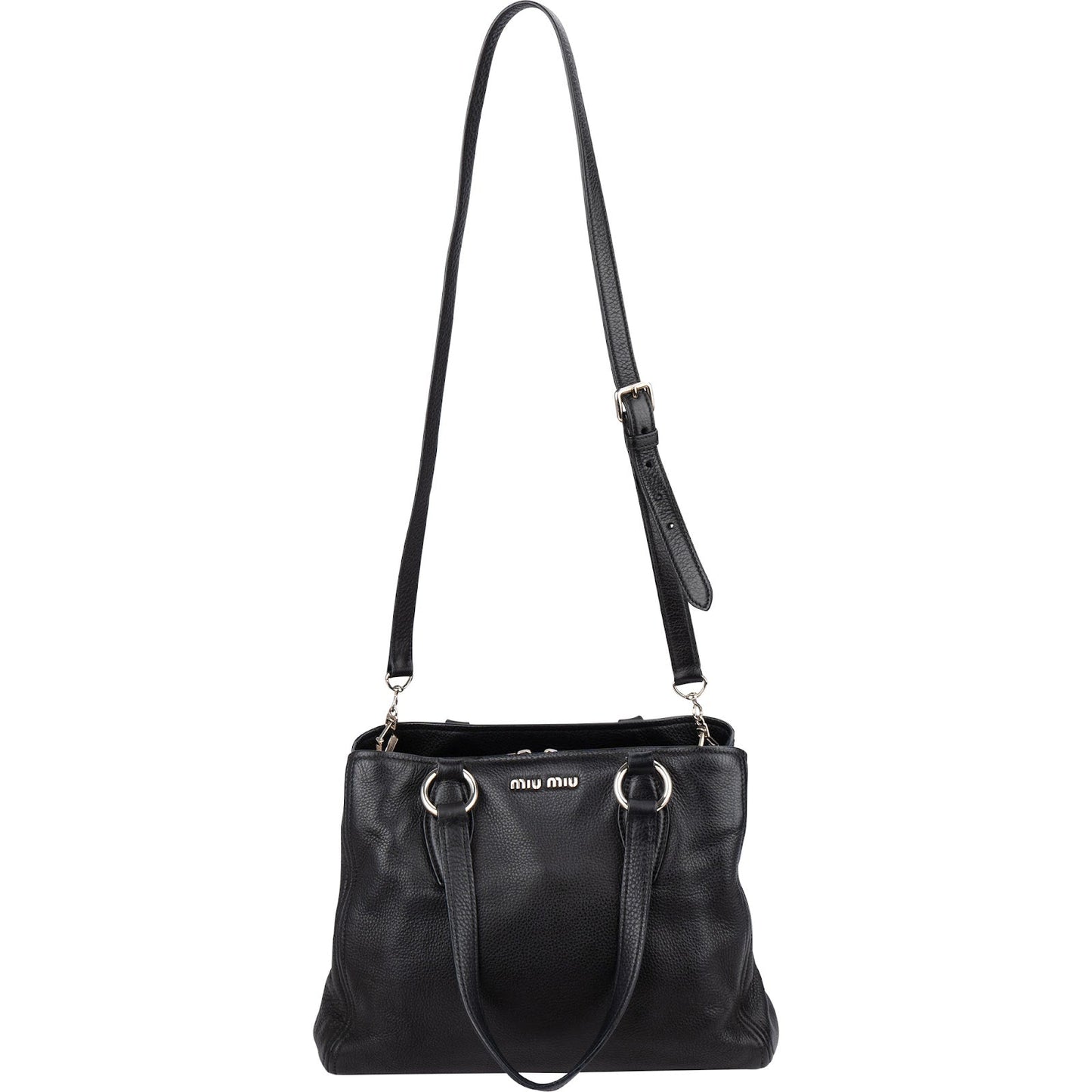 Miu Miu Grained Leather Vitello Daino Tote Shoulder Bag
