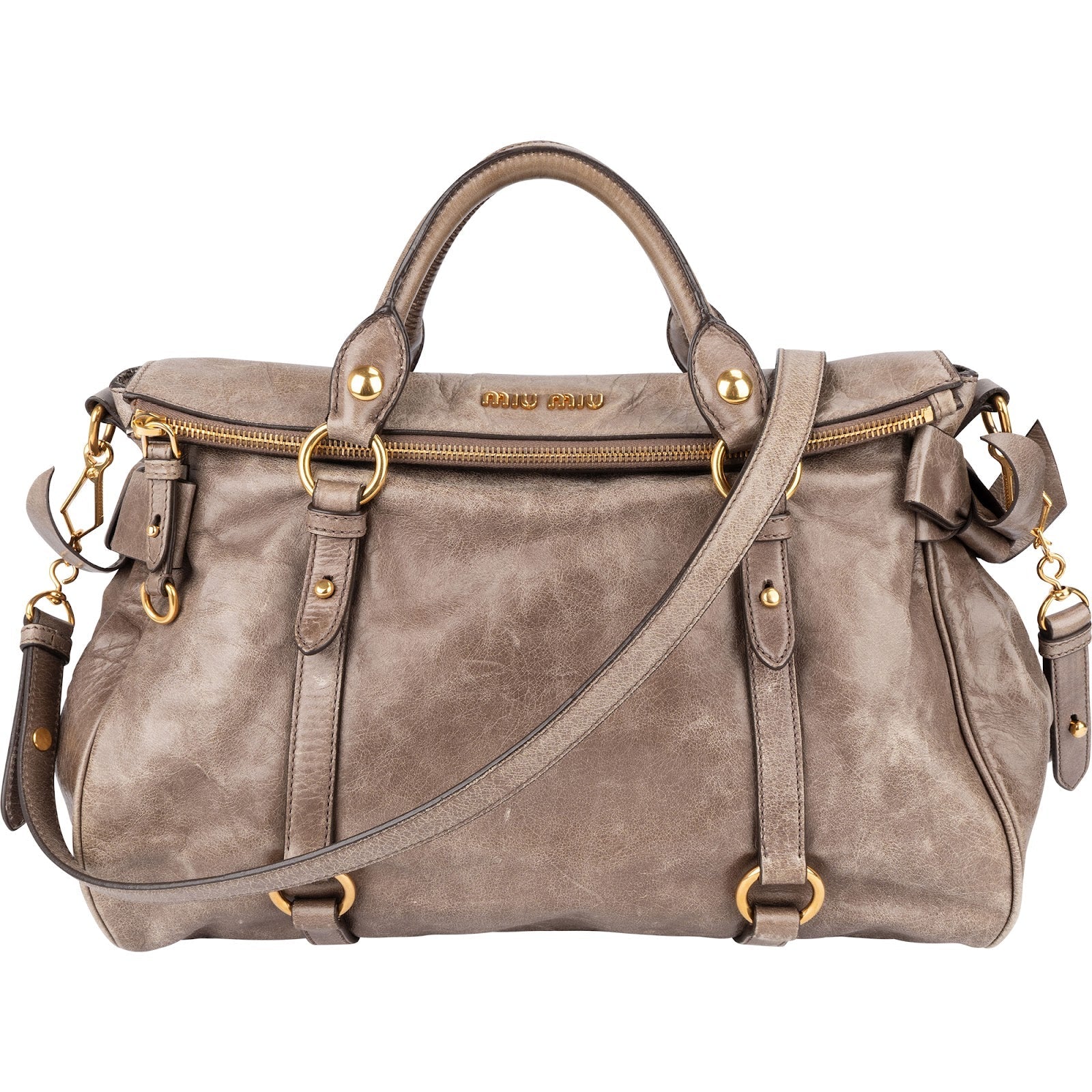 Miu Miu Vitello Lux Leather Bow Handbag