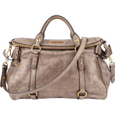 Miu Miu Vitello Lux Leather Bow Handbag