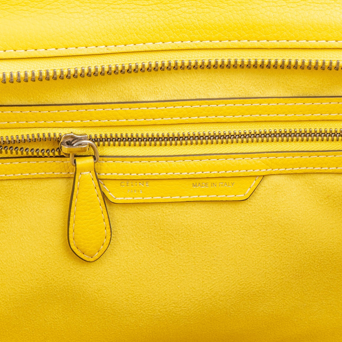 Celine Yellow Drummed Calfskin Luggage Tote Handbag