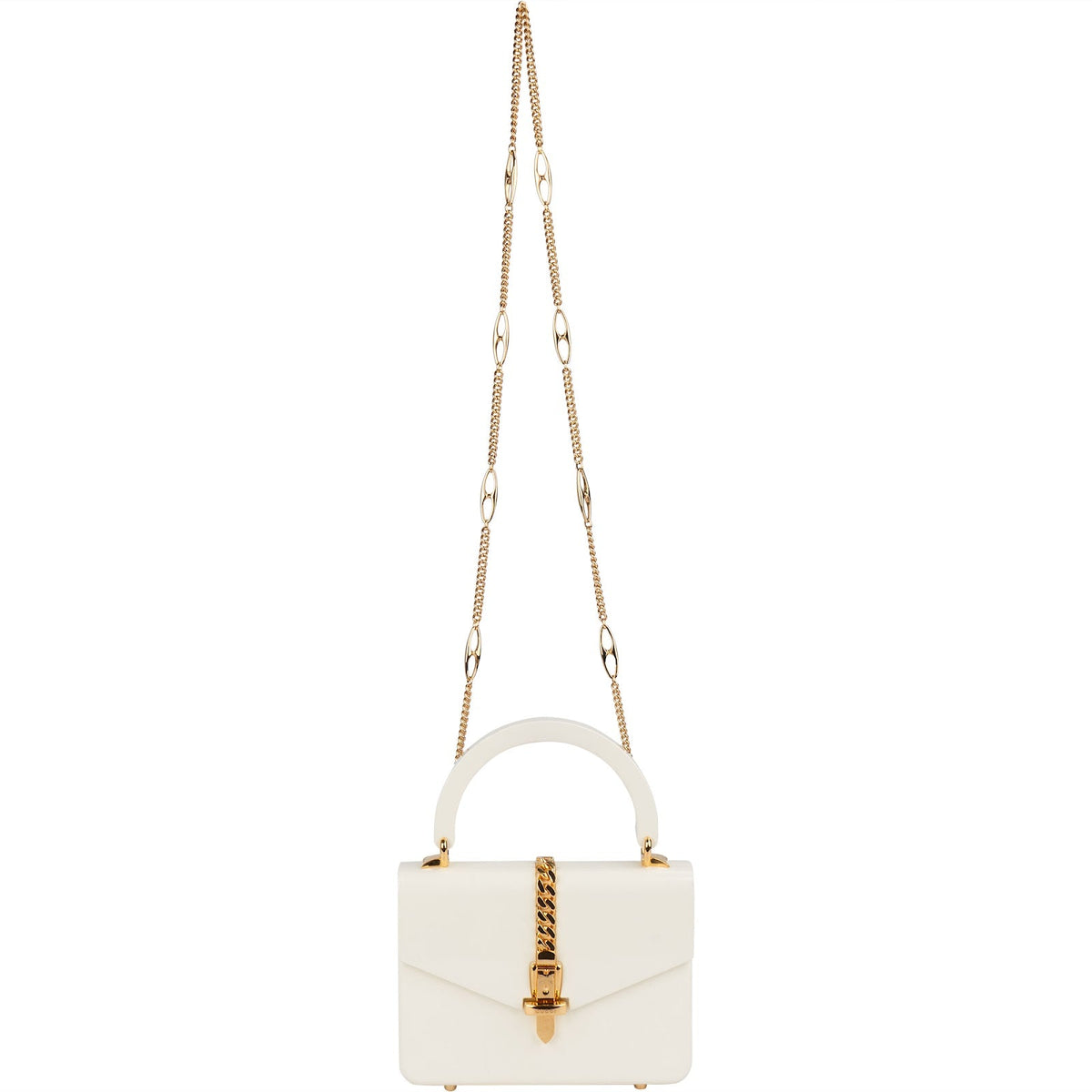 Gucci White Plexiglass Sylvie 1969 Mini Top Handle Handbag