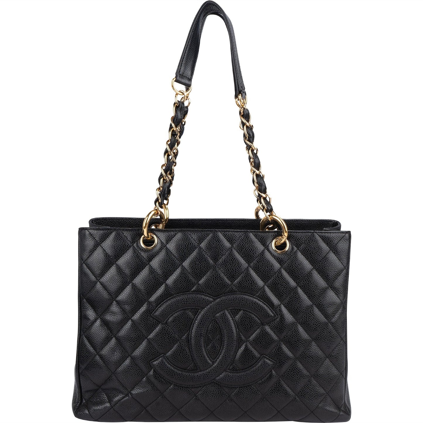 Chanel Quilted Caviar Leather CC Grand Shopping Tote Shoulder Bag