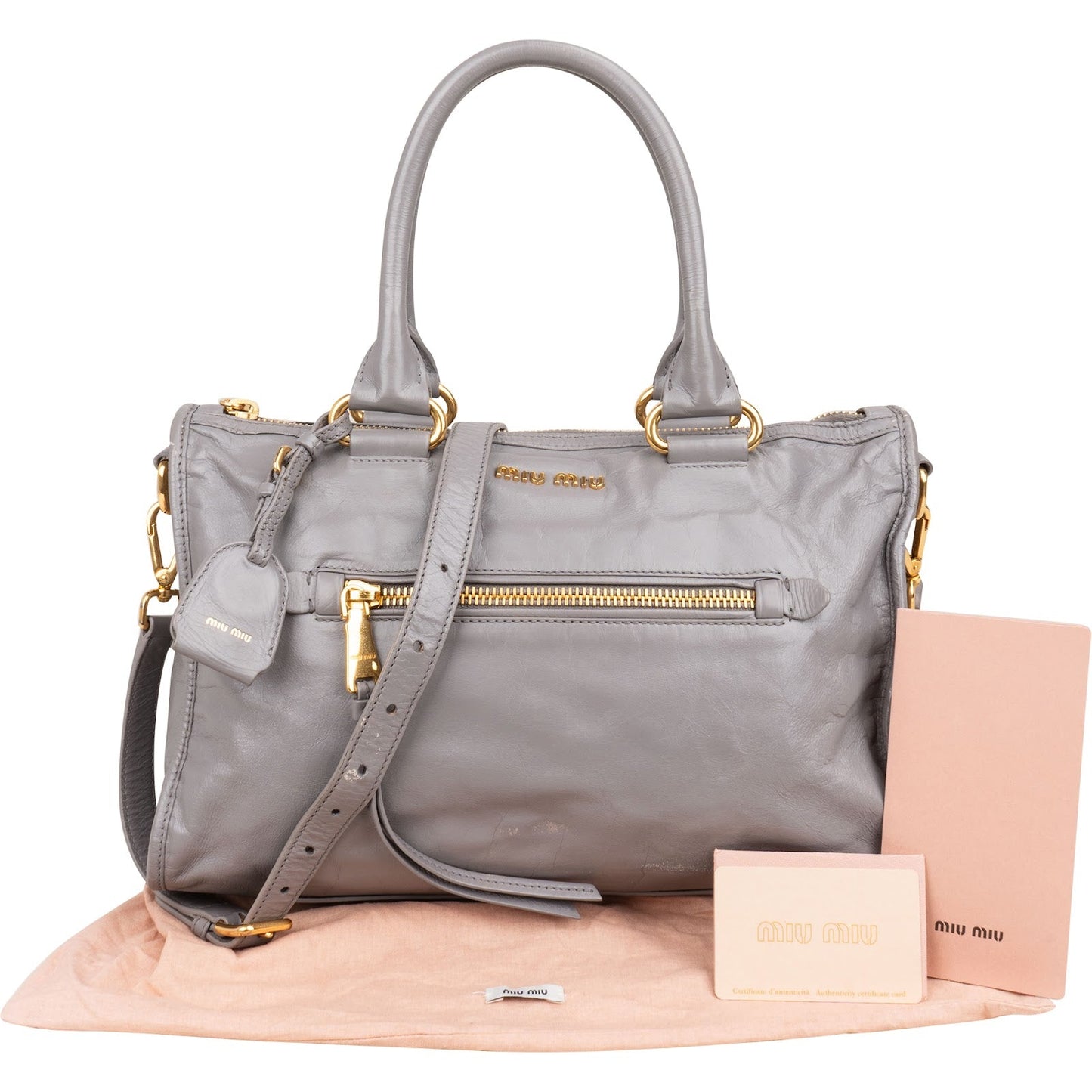 Miu Miu Lilac Vitello Shine Satchel Handbag