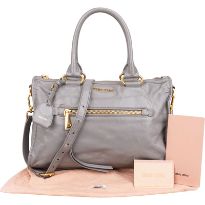 Miu Miu Lilac Vitello Shine Satchel Handbag