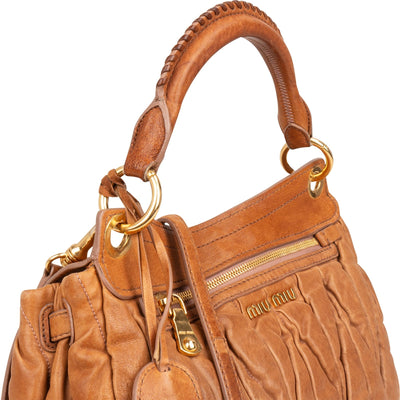 Miu Miu Brown Matelasse Leather Coffer City Handbag