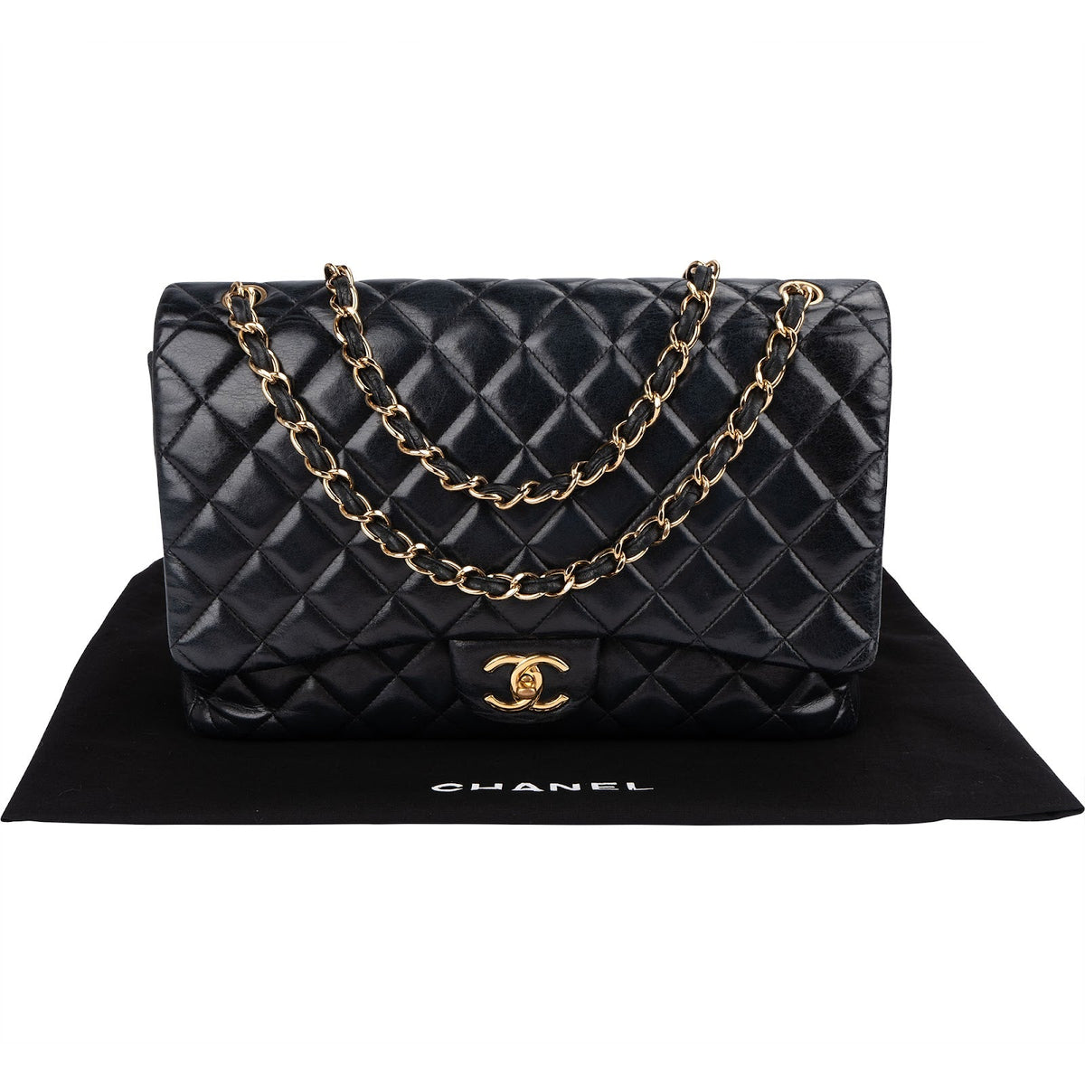 Chanel Quilted Lambskin Jumbo Double Flap Crossbody Bag