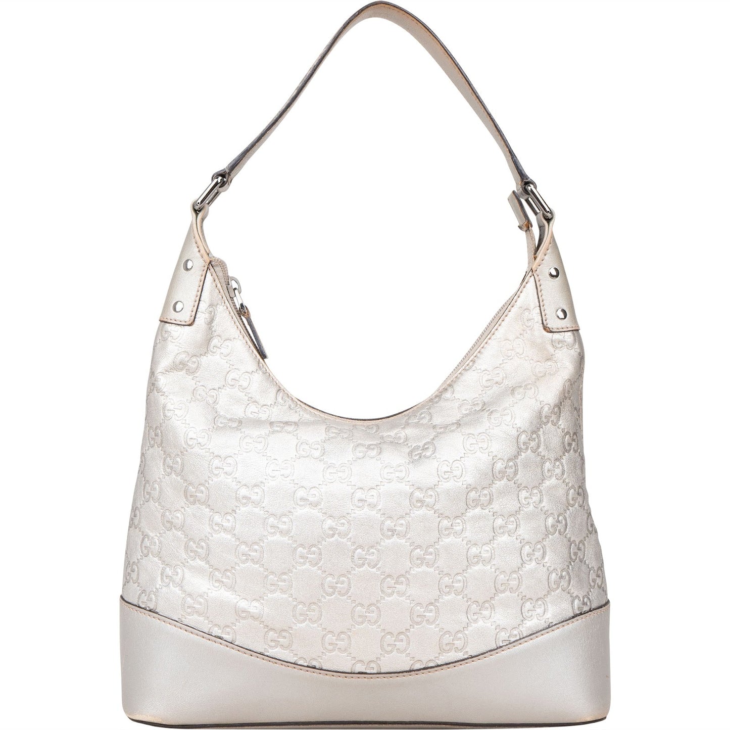 Gucci Silver Guccissima Leather Hobo Shoulder Bag