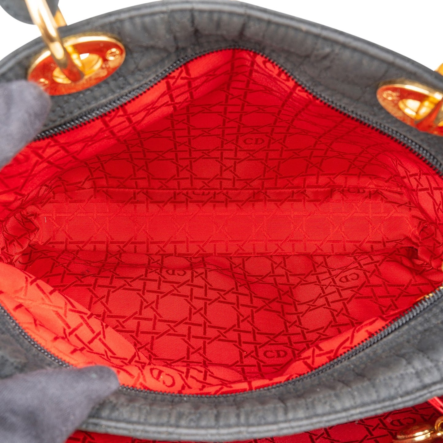Christian Dior Quilted Nylon Medium Lady Dior Handbag