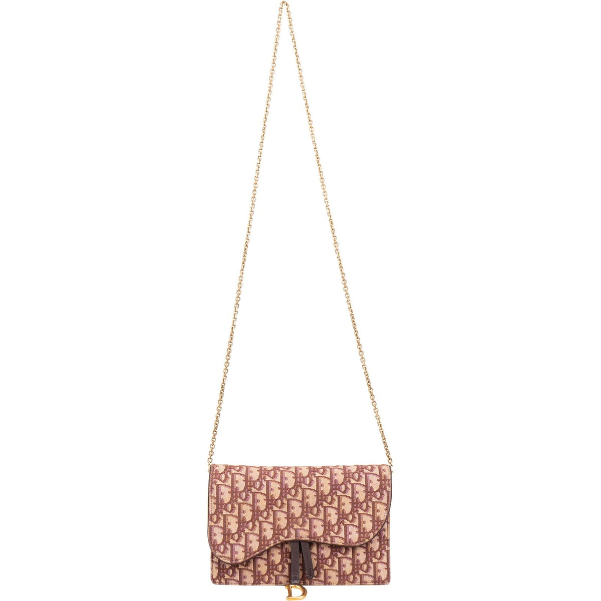 Christian Dior Trotter Monogram Canvas Saddle Wallet On Chain Crossbody Bag