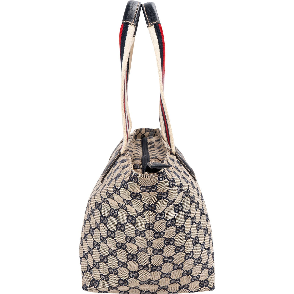 Gucci Plus Monogram GG Canvas Web Shopper Tote Handbag