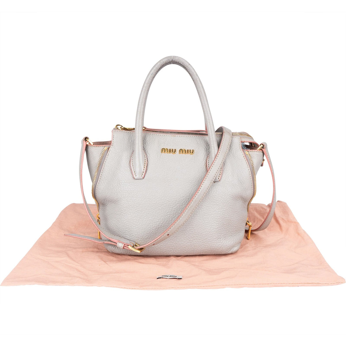 Miu Miu Vitello Leather Madras Handbag