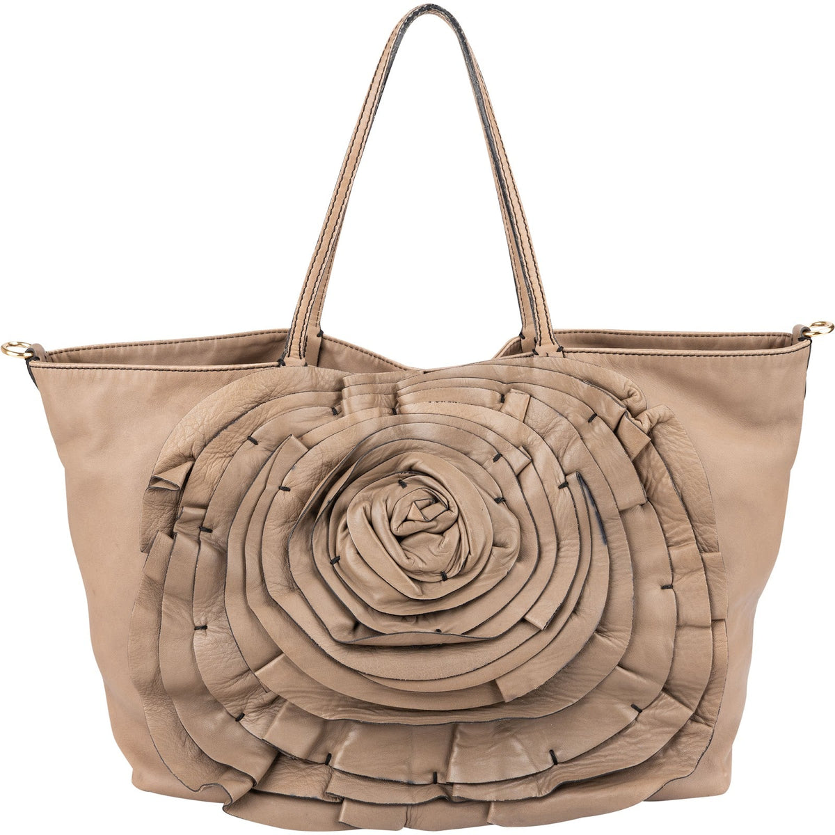 Valentino Garavani Leather Rose Large Tote Shoulder Bag