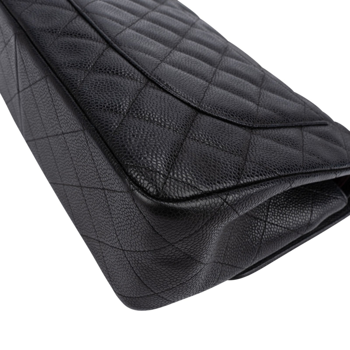 Chanel Quilted Caviar Leather Palladium Jumbo Double Flap Crossbody Bag