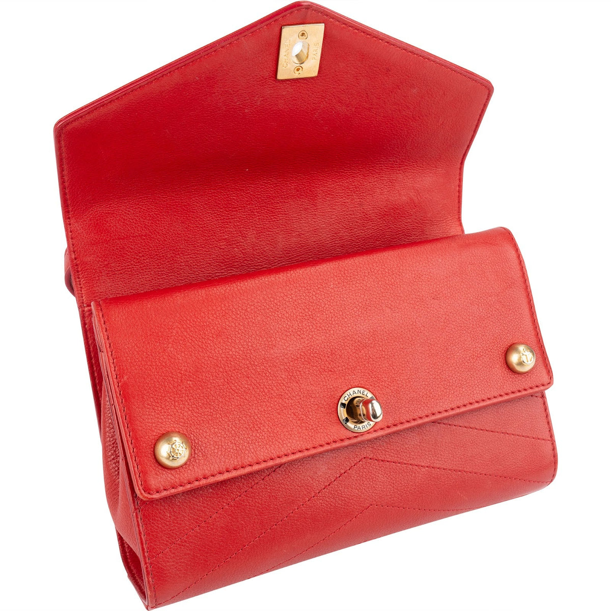 Chanel Envelope Double Flap aus Chevron-Leder – Ansicht 12