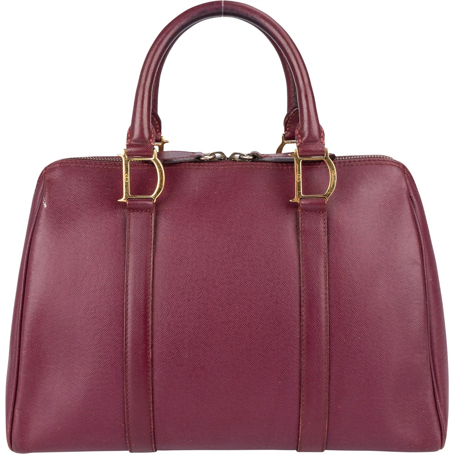 Christian Dior Textured Saffiano Leather Vintage Boston Handbag
