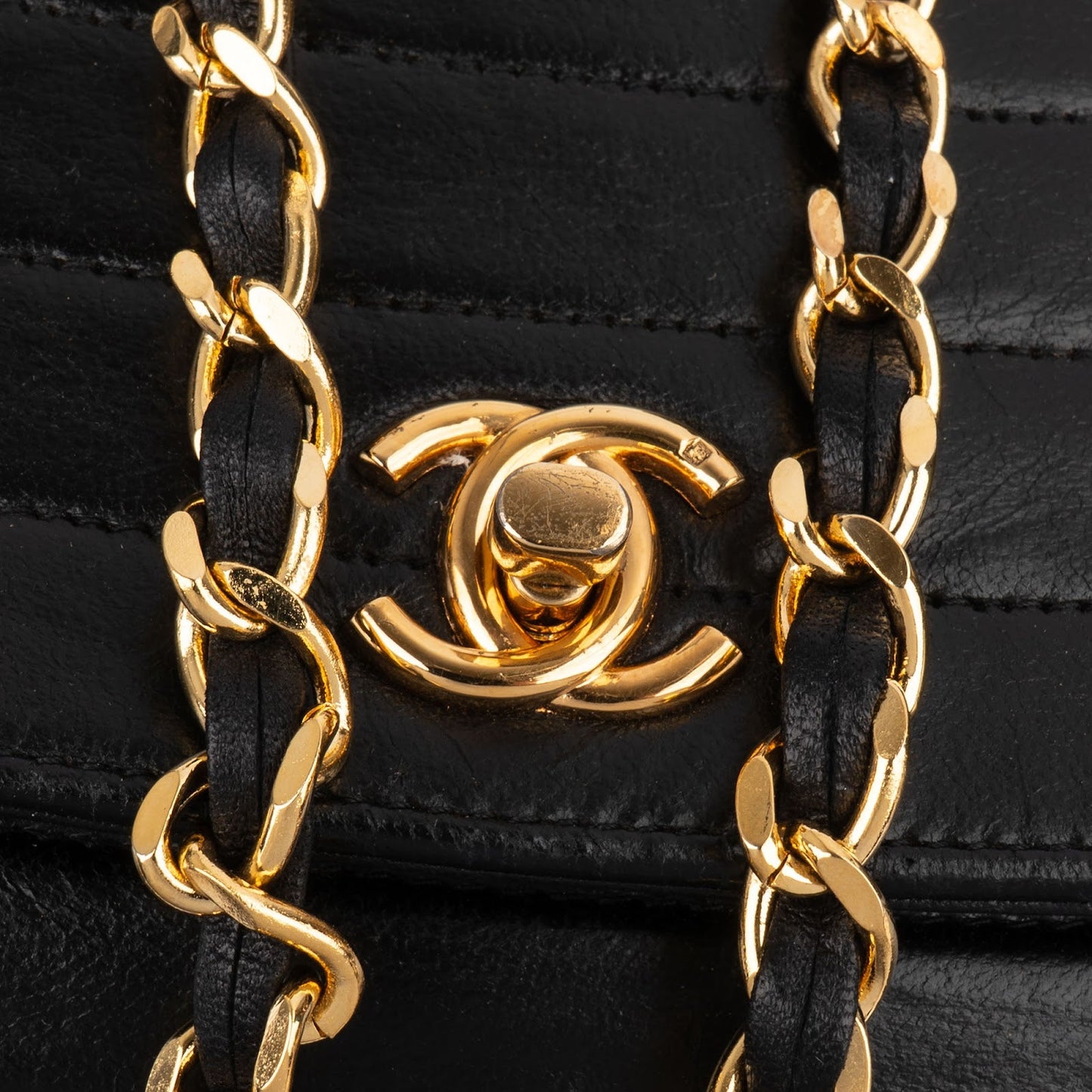 Chanel Quilted Lambskin Half Moon 24K Gold Single Flap Shoulder Bag