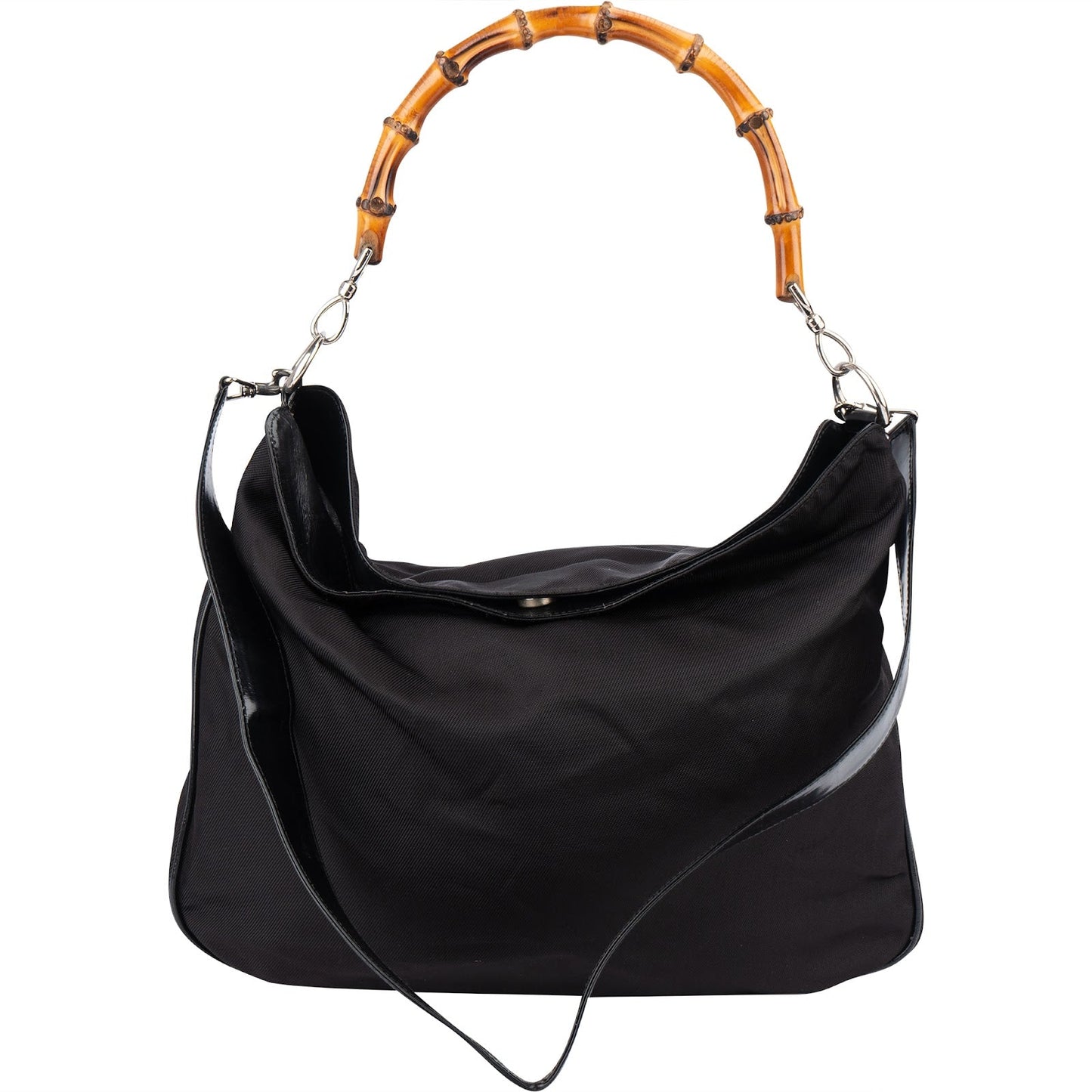 Gucci Nylon Bamboo Hobo Shoulder Bag