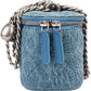 Chanel Quilted Denim Camellia Monogram Adjustable Mini Vanity Case Crossbody Bag
