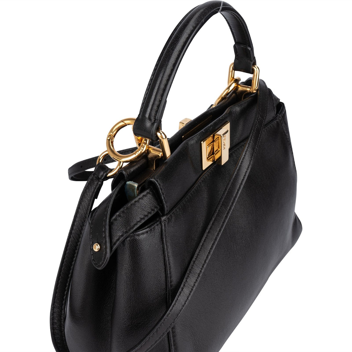 Fendi Black Leather Mini Peekaboo Handbag