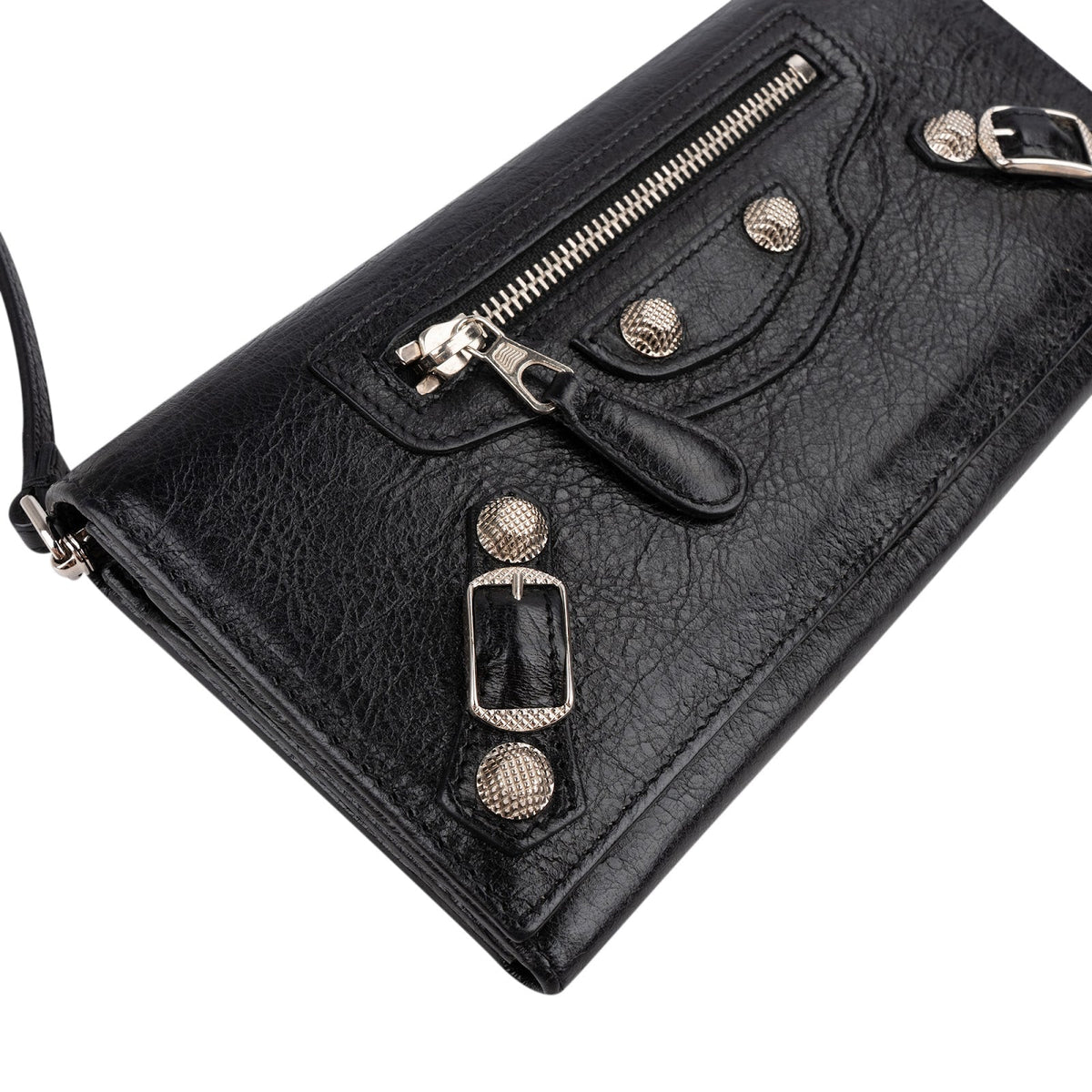 Balenciaga Black Leather Classic City Wallet On Strap Shoulder Bag
