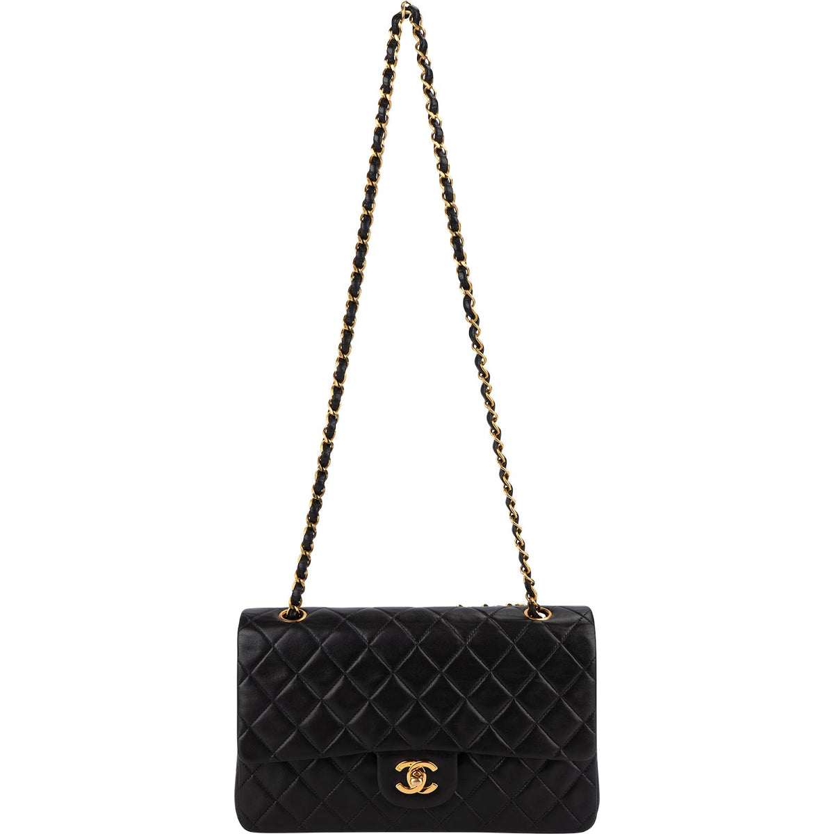 Chanel Quilted Lambskin 24K Gold Medium Double Flap Shoulder Bag