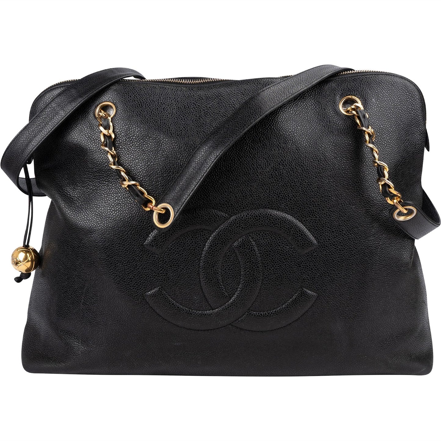 Chanel Caviar Leather CC Maxi Shopping Tote Shoulder Bag