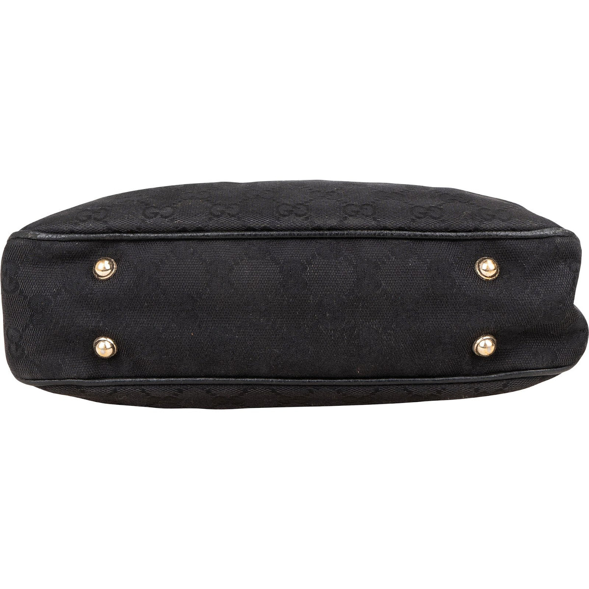 Gucci Black Monogram  GG  Bamboo Studded Hobo Handbag