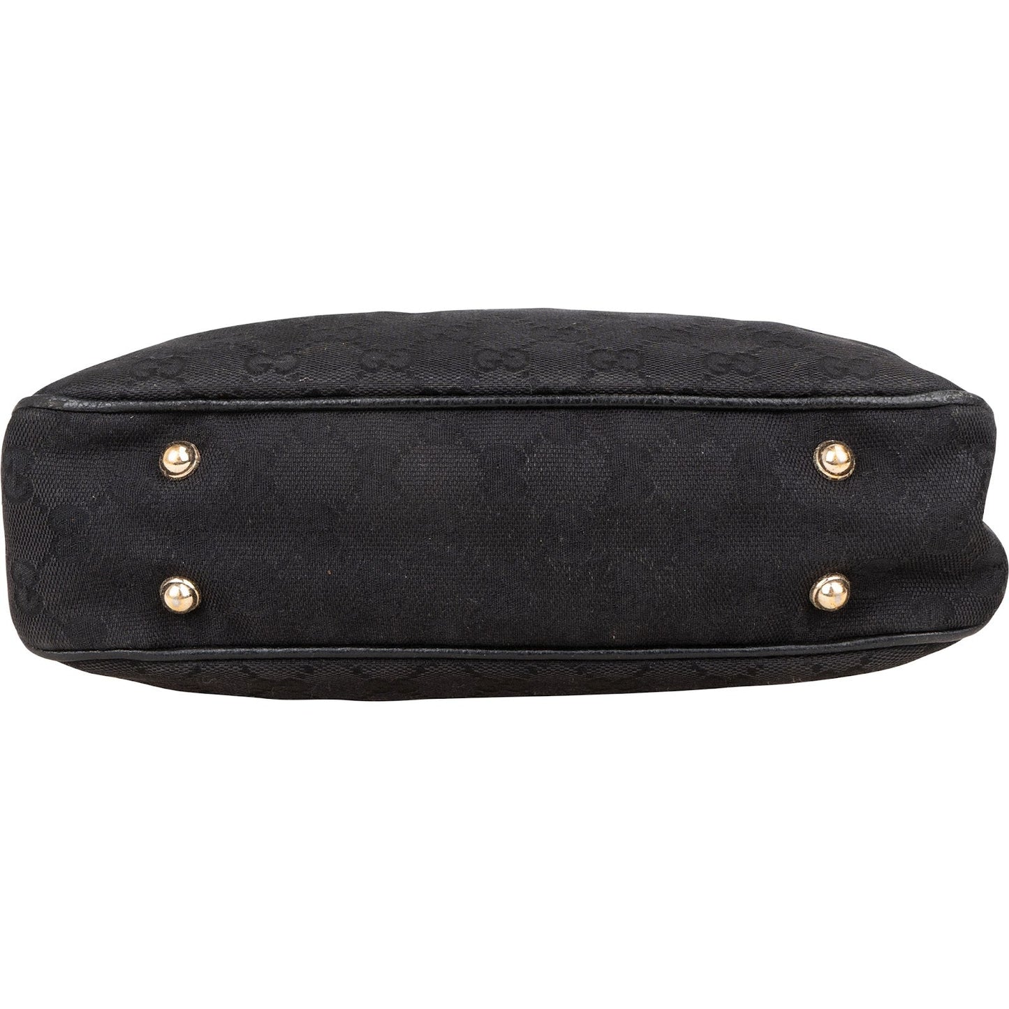 Gucci Black Monogram  GG  Bamboo Studded Hobo Handbag