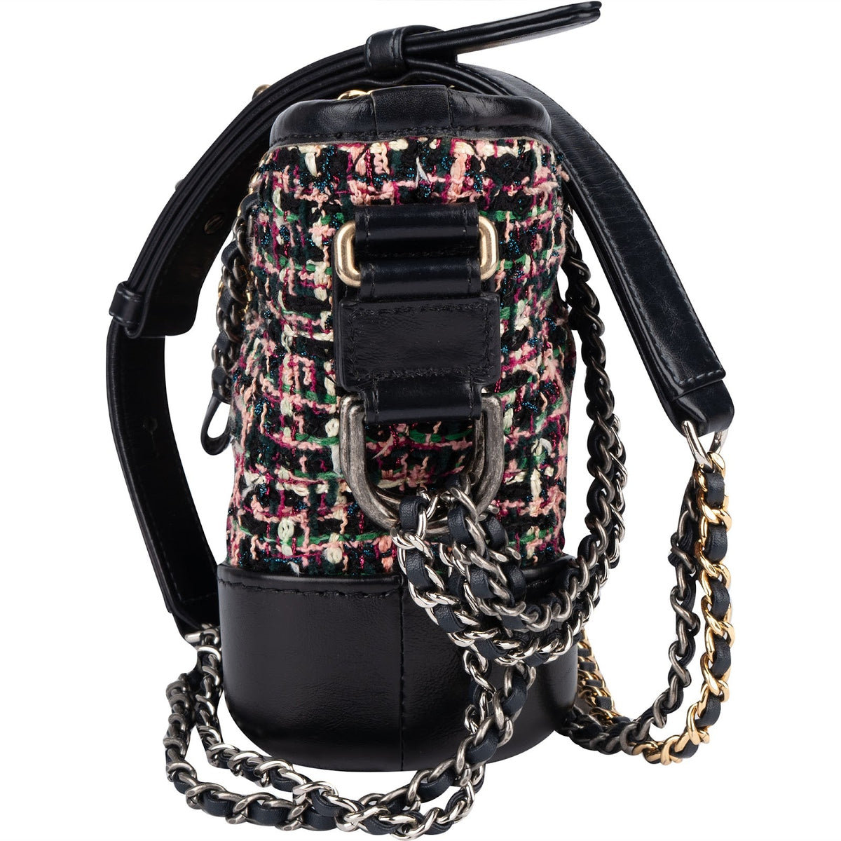 Chanel Tweed Leather Gabrielle Bicolor Chain Small Crossbody Bag