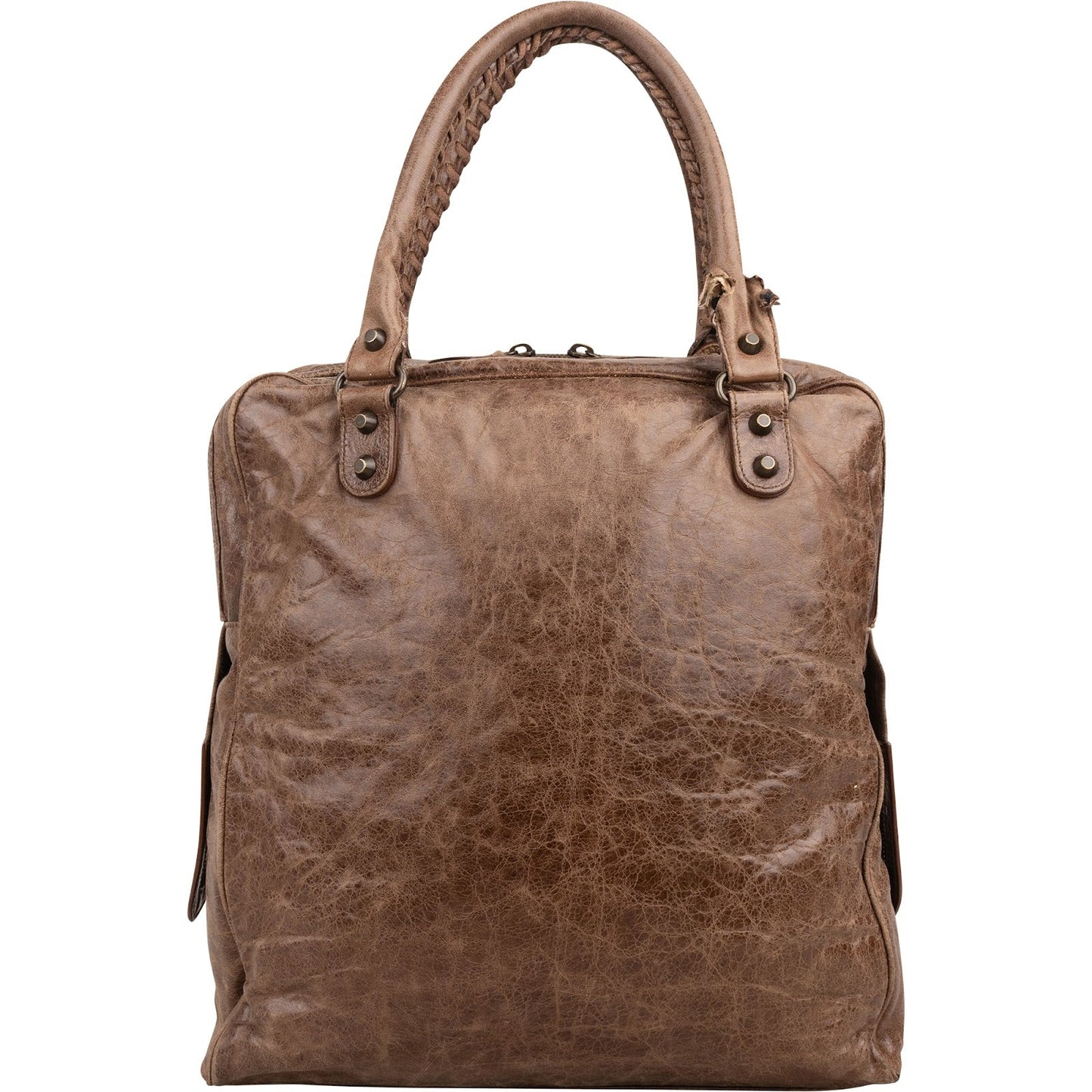 Balenciaga Brown Leather Paper Bag Tote City Handbag