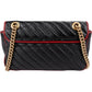 Gucci Black Matelassé Leather Red Edges GG Marmont Crossbody Bag
