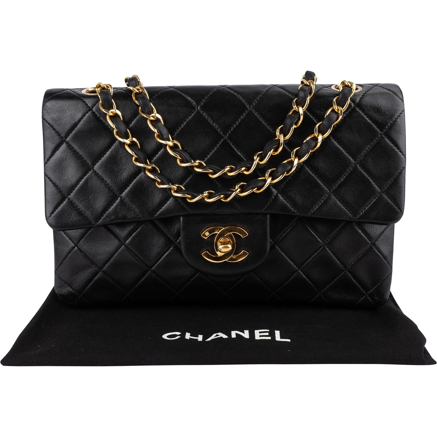 Chanel Quilted Lambskin 24K Gold Small Double Flap Shoulder Bag