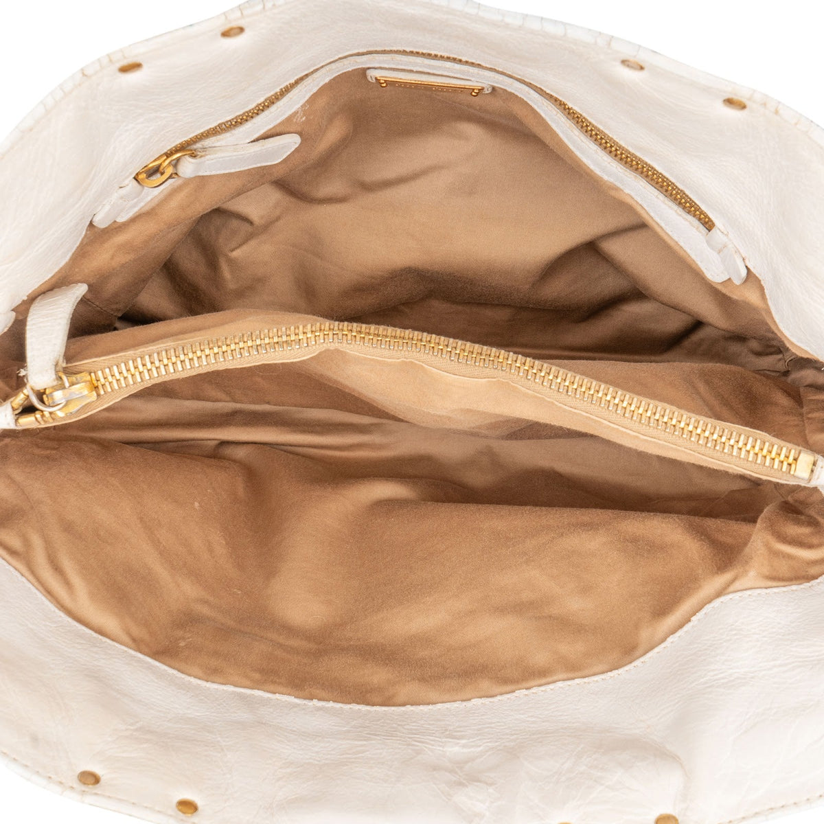 Miu Miu Satchel aus weißem Vitello-Daino-Leder – Ansicht 8