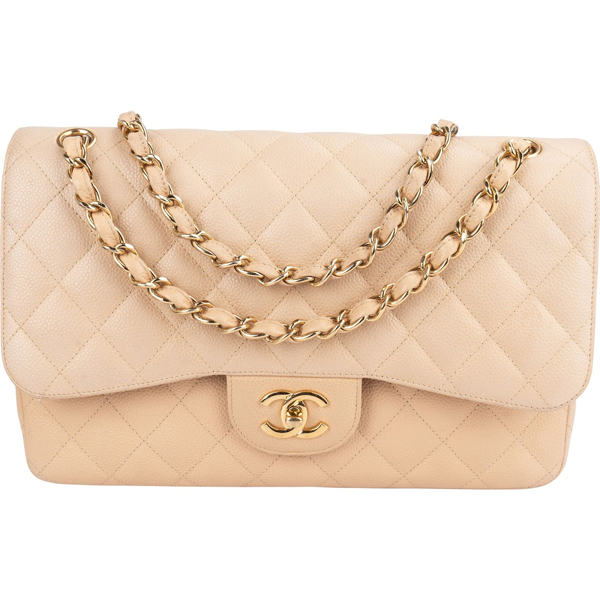 Chanel Caviar Leather Jumbo Double Flap Shoulder Crossbody Bag
