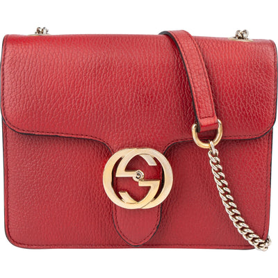 Gucci Grained Leather Interlocking GG Small Crossbody Bag