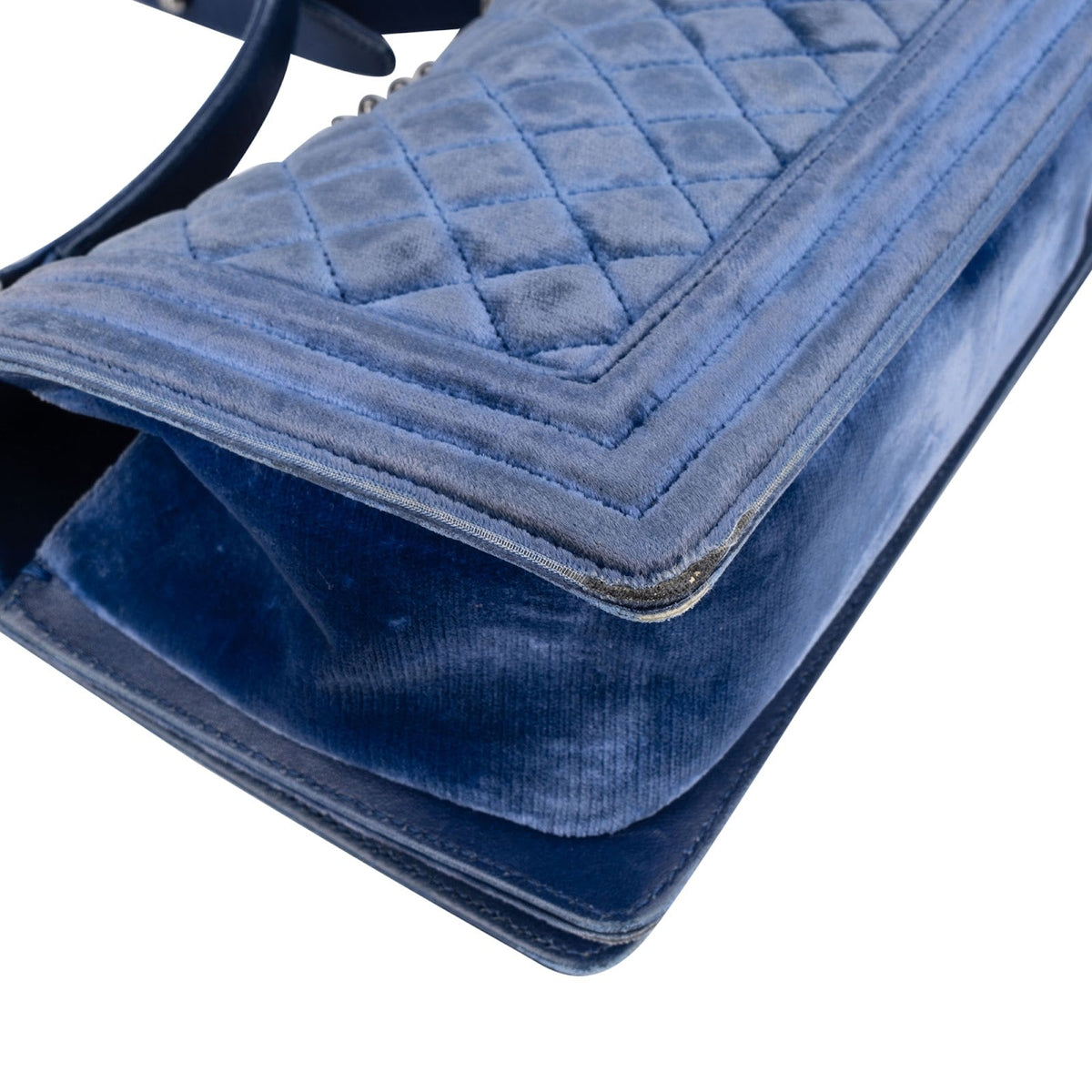 Chanel Blue Velvet Medium Boy Crossbody Bag