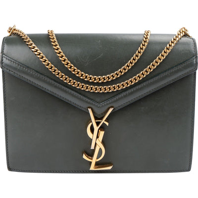 Saint Laurent Green Leather Envelope Medium Crossbody Bag