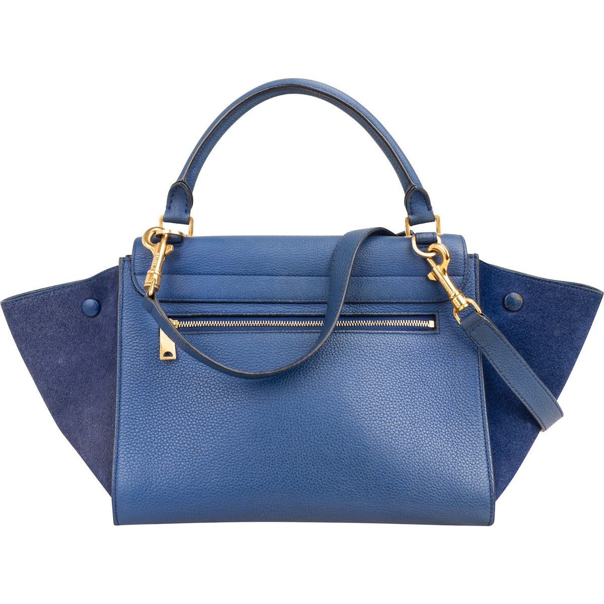 Celine Trapeze aus blauem Wildleder und genarbtem Kalbsleder – Ansicht 5