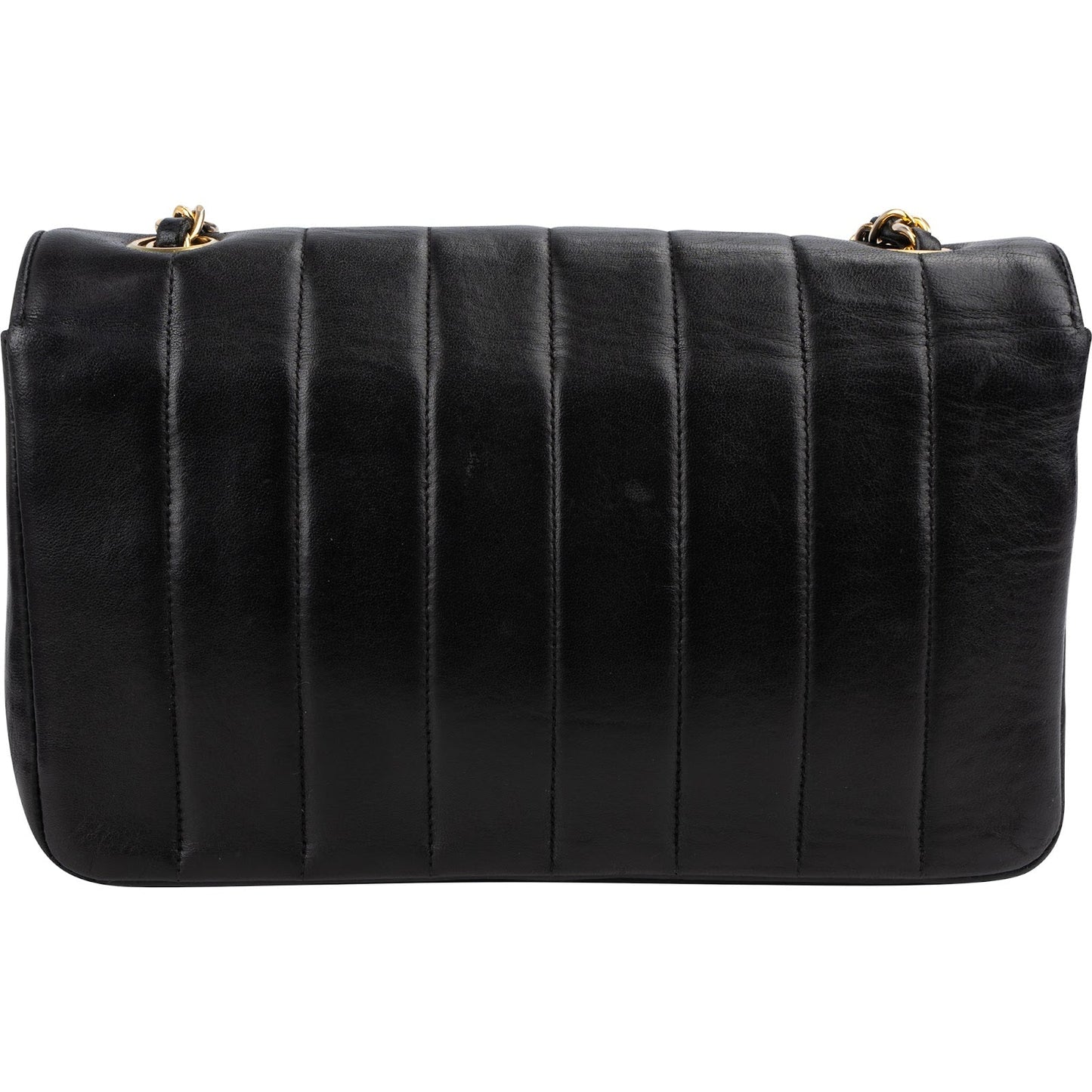Chanel Vertical Quilted Lambskin 24K Gold Single Flap Crossbody Bag