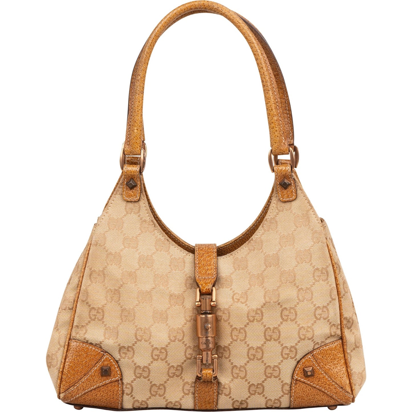 Gucci Monogram GG Canvas Lizard-Embossed Leather Small New Jackie Shoulder Bag