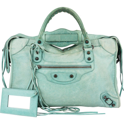 Balenciaga Light Green Leather Classic City Handbag