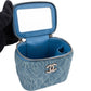 Chanel Quilted Denim Camellia Monogram Adjustable Mini Vanity Case Crossbody Bag