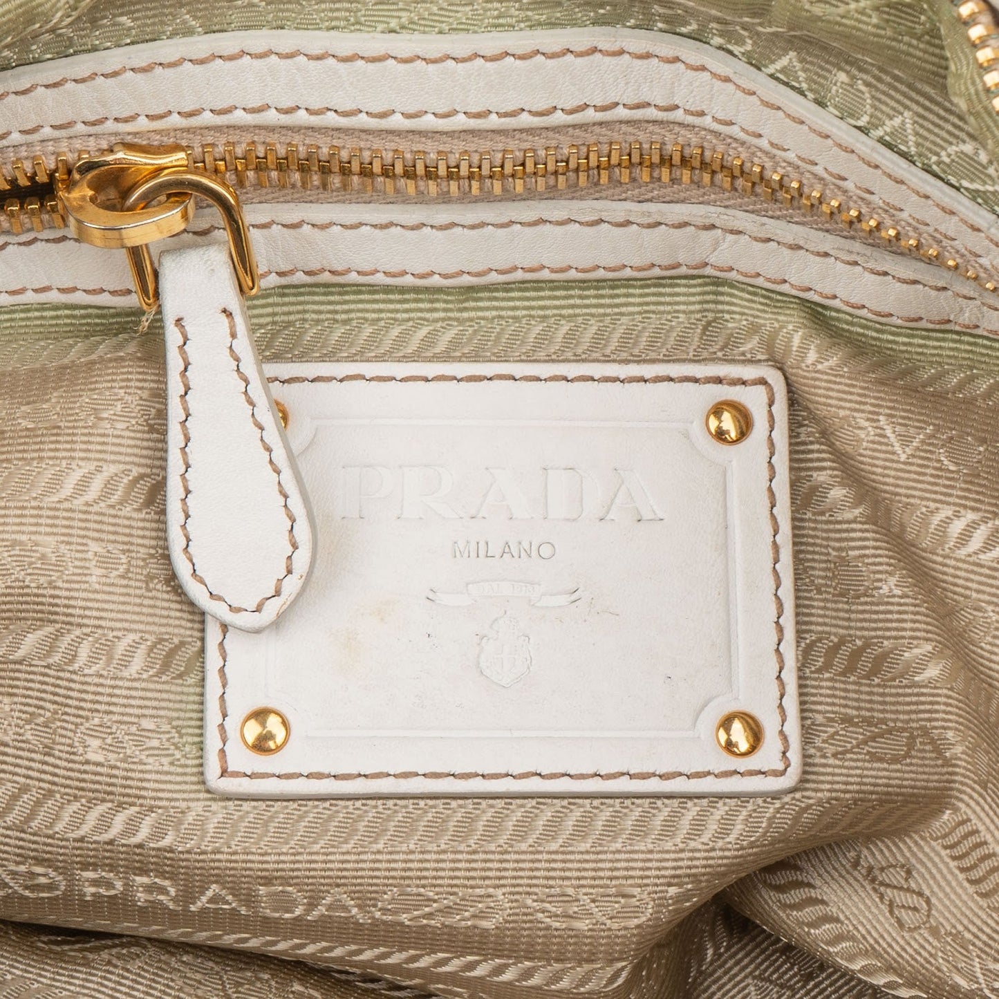 Prada White Soft Calf Leather Ruched Shoulder Bag